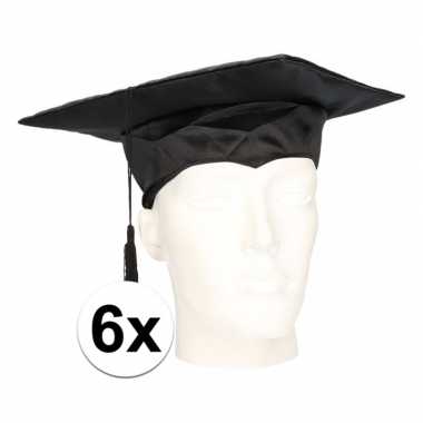 6x geslaagd hoedje / geslaagd baret voor volwassenen