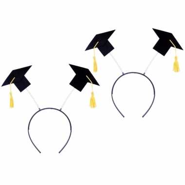 8x stuks diadeem met twee geslaagd geslaagd thema hoedjes