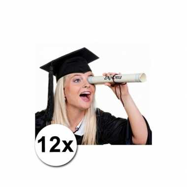 Zwarte geslaagd hoedjes 12x